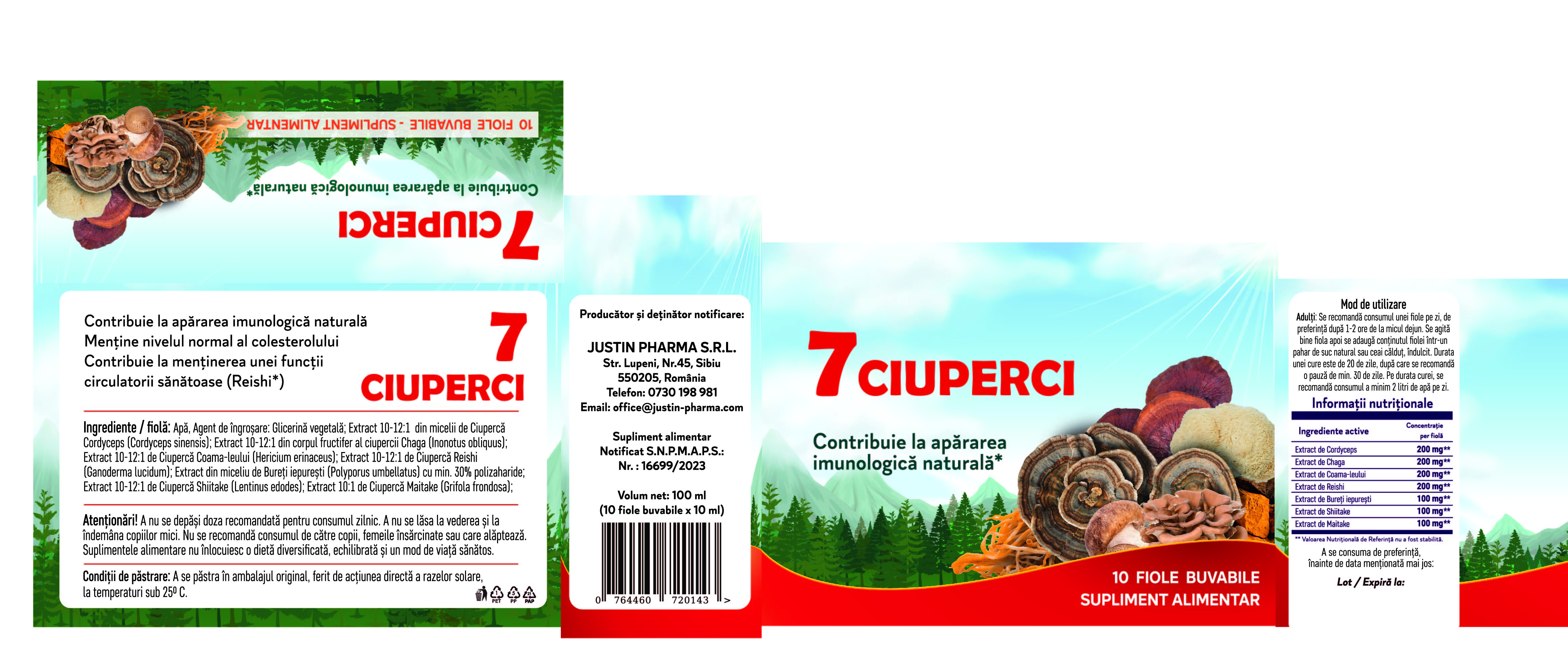 7 CIUPERCI, 10 fiole Buvabile - imagine 3