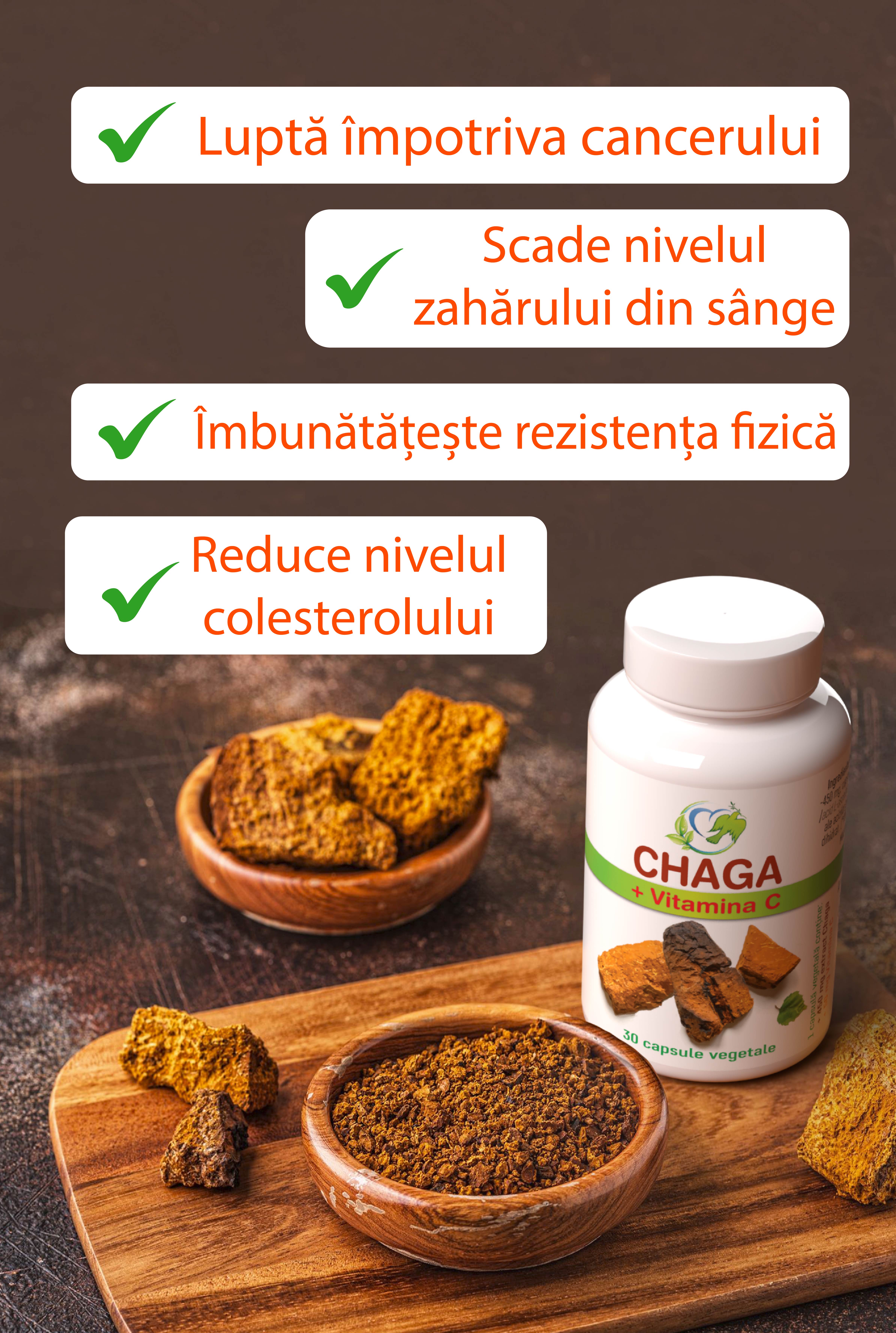Chaga 450 CU Vitamina C 30 capsule Vegetale - imagine 2
