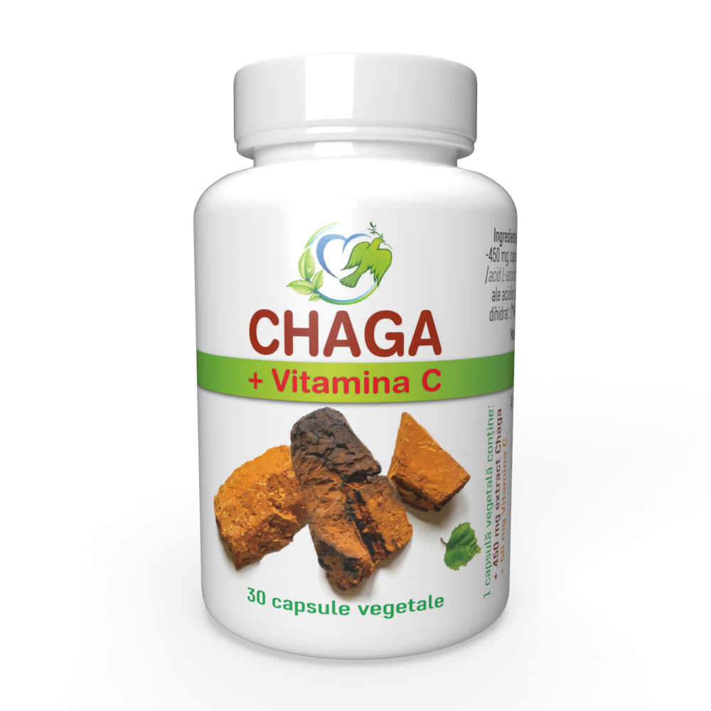 Chaga 450 CU Vitamina C 30 capsule Vegetale - imagine 3