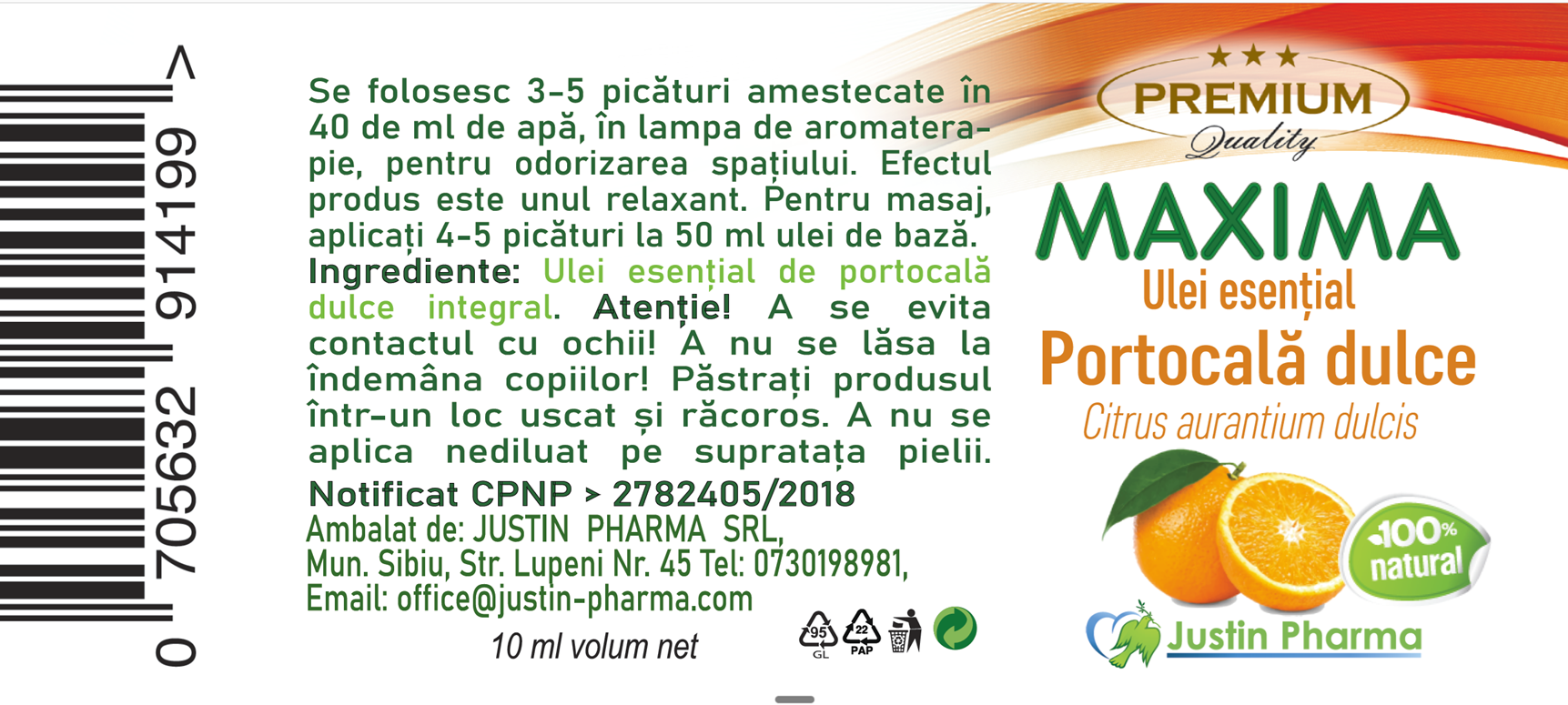 Ulei ESENȚIAL Portocale 10 ml - imagine 2