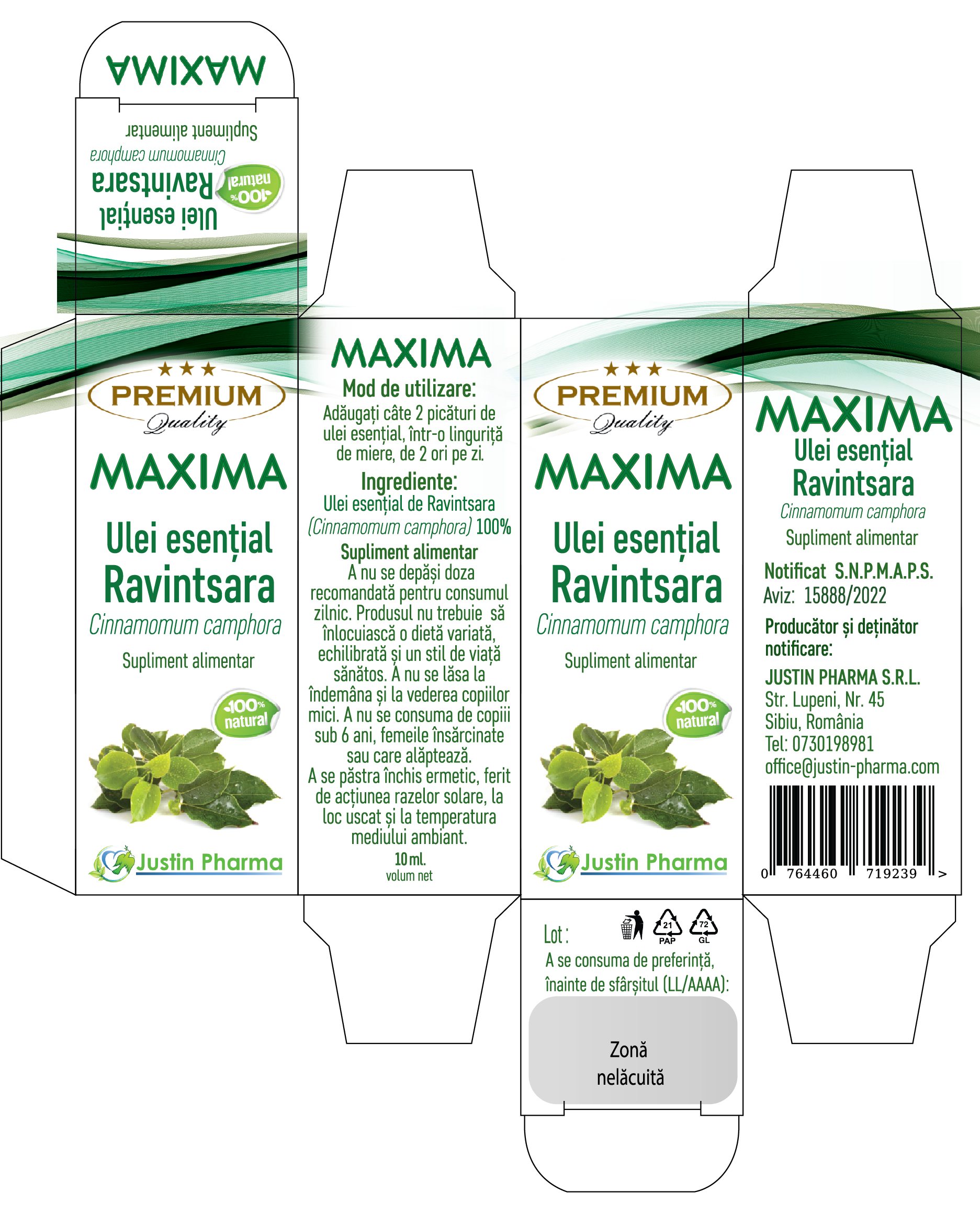 Ulei ESENȚIAL Ravintsara 10 ml - imagine 2