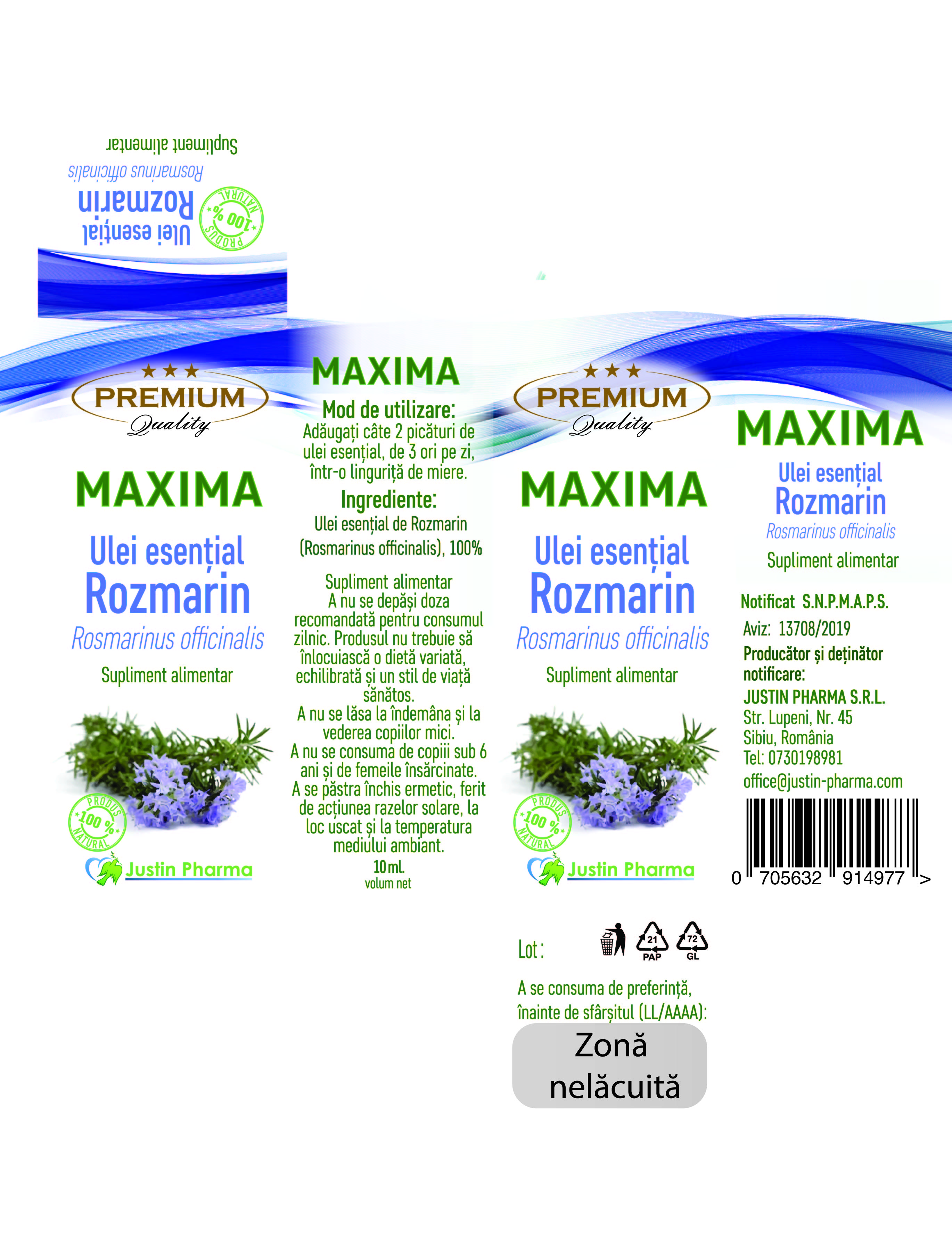 Ulei ESENȚIAL Rozmarin 10 ml - imagine 2